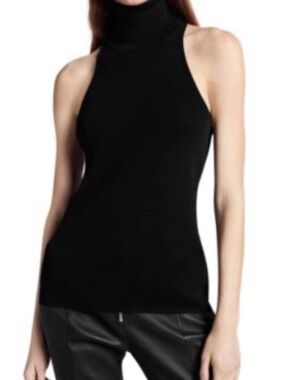 A.L.C. Black Sleeveless Turtleneck Tank